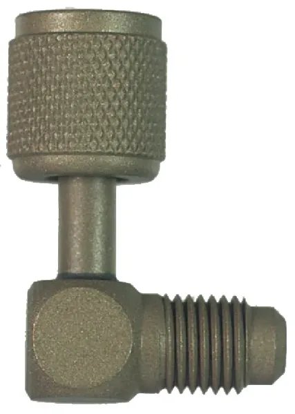 Schnellkupplung m. Schraderventil 90° QC-E4-USA 7/16"UNFx3/16"SAE a/i gebogen